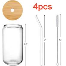 Bộ 8/24 cốc thủy tinh có nắp và ống hút, cốc cà phê thủy tinh có nắp, cốc cà phê đá thủy tinh có ống hút và nắp, thích hợp làm quà tặng cho gia đình, tiệc tùng, đám cưới và Ngày của Mẹ. - trong suốt - Xem 14