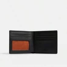Coach Ví da thật 11 ngăn đựng thẻ, chống RFID, kiểu dáng tối giản, gập đôi, có cửa sổ đựng thẻ ID, hộp đựng danh thiếp. - màu nâu - Xem 3