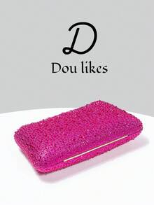 Nuevo bolso de mano de lujo con textura de burbujas en color fucsia, decorado con cristales, elegante bolso de moda para mujer, accesorio perfecto para vestidos de graduación, baile de graduación, vestidos de gala con lentejuelas y ocasiones formales, regalo ideal para mujeres - Rosa Fucsia - Ver 8