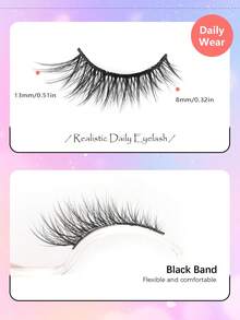7 Pairs Natural Style Soft Black Band 3D Faux Mink Reusable False Eyelashes, Half Set - 眼尾拉長款 - 查看 6
