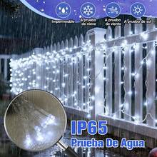 Luces de Cascada, Cuerda de luces Navideña 8 Modos, Luces IP65 Impermeable led para Exterior y Interior, para Bodas, Decoraciones Navideñas, Fiestas, Familias (10M 360LED/Multicolor) - Blanco frío - Ver 5