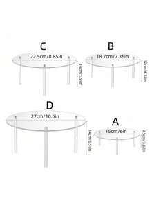 4 piezas Soporte redondo de acrílico para tartas - Estante transparente de cristal para exhibir postres, decoración del hogar para cumpleaños, bodas y fiestas, soporte de cristal para cupcakes - Blanco - Ver 7