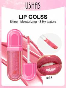 USHAS Shimmery Lip Gloss, Silky Smooth And Hydrating, Waterproof And Sweat-Resistant, Creates Glossy Plump Lips, Long-Lasting Moisturizing, Enhances No-Makeup Face Complexion, Suitable For Daily Commute, Dates, And Party Makeup - #03 Bright Strawberry Pink - View 7