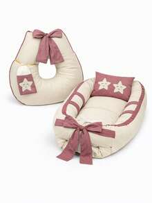 Baby Nest Kit: Reducer Pillow, Nursing Cushion, Embroidered Washcloth - ORCHID - View 3