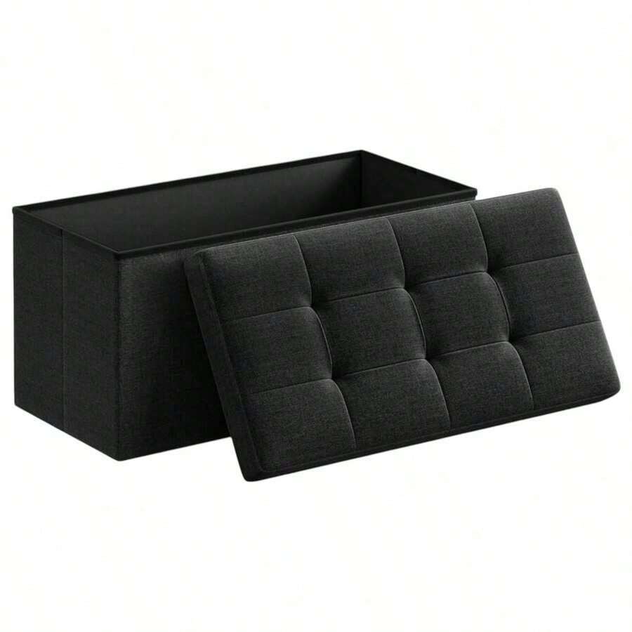 Ein multifunktionaler Hocker mit Stauraum, faltbare Aufbewahrungsbox, multifunktionaler Hocker, Würfelbank, mit einer Tragfähigkeit von bis zu 300 kg, geeignet für Wohnzimmer, Schlafzimmer und Flure. Hocker mit Stauraum, Wäschereihocker, Stuhl-förmiger Hocker. - Schublade - 76 cm - Schwarz - Übersicht 1