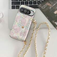 1pc Elegant Heart & Floral Print Card Holder Crossbody Wallet Phone Case Compatible With Google Pixel 10 9 Pro XL 8 7 6 9a 8a, Mirror PU Leather Card Slots Wallet Case Compatible With Samsung Galaxy S26 S25 Edge S24 S23 S22 S21 S20 FE Note 20 Ultra A17 A16 A15 A07 A52 A53 A54 A25 5G, Multi-Functional Protective Cover For Xiaomi Note 15 Pro 14 13 4G Poco C75 - Flower 11 - View 3