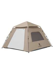 CAMEL CROWN Outdoor Tent, Portable Automatic Quick Setup Tent, Waterproof & UV-Resistant, Thickened Tent Walls, Suitable For Camping - Sand Gold/Off-white/Gray - View 2