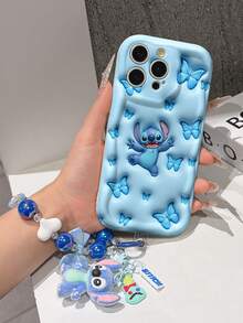 Disney Has Authorized, Phone Case - Chain Set, The Stitch Lilo & Stitch 3D Phone Case Plus A Silicone 3D Stitch Bracelet With Metallic Ring Removable Bracelet, Stitch And Angel Pattern, Compatible With Iphone 17/16/15/14/13/12/11/XS/XR/X Plus Pro Max, A Stylish Cartoon Phone Case, The Perfect Gift Choice, Phone Protection, Durable Phone Cover, Great Gift For Friends And Family - 白色款式B - 查看 5