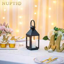 - Faroles de jardín para velas, 20 cm de alto, estilo clásico, portavelas de metal, para Halloween, candelabros decorativos colgantes para bodas, fiestas de Navidad, interiores y exteriores - 1 - Ver 4