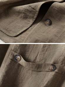 Women's Casual Linen Blazer Vest And Pants Set, Spring/Summer - Brown - View 5