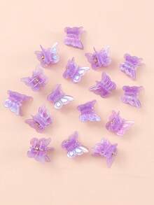 60pcs Cute Mini Colorful Butterfly Hair Clips, Suitable For Girls, Mother's Day Gift - Purple - View 4