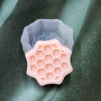 1个玫瑰花叶硅胶模具，蜂窝方形装饰模具，DIY香石石膏硅胶模具