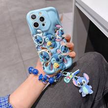 Disney Has Authorized, Phone Case - Chain Set, The Stitch Lilo & Stitch 3D Phone Case Plus A Silicone 3D Stitch Bracelet With Metallic Ring Removable Bracelet, Stitch And Angel Pattern, Compatible With Iphone 17/16/15/14/13/12/11/XS/XR/X Plus Pro Max, A Stylish Cartoon Phone Case, The Perfect Gift Choice, Phone Protection, Durable Phone Cover, Great Gift For Friends And Family - 白色款式B - 查看 1