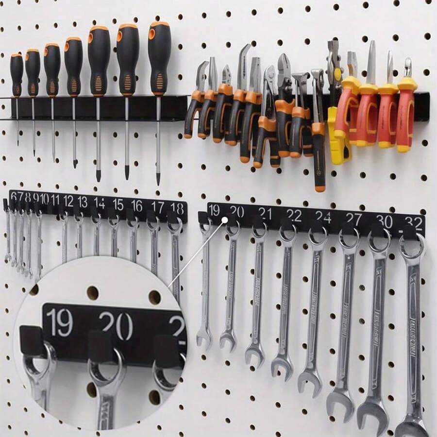 1pc Heavy Duty Metal Tool Rack, Space-Saving Storage For Screwdrivers And Pliers, Car Cleaning Brush Holder, Wall-Mounted Organizer Suitable For Garage And Workshop, Multi-Function Tool Rack, Garage Tool Storage
