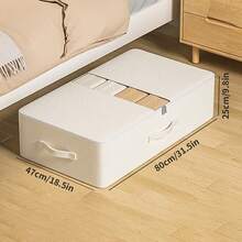 1pc Clothing Storage Bag With Window - Suitable For Bedding Use - Portable Garment Storage Bag - Bedding Storage Bag - Storage Bag Storage Box - Drawer Style Storage Unit - White - View 8