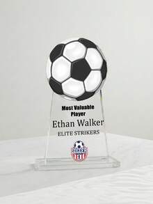 1 pièce Trophée acrylique personnalisé avec photo et texte "Joueur le plus précieux" de football - Trophée "Joueur le plus précieux" personnalisé avec logo d'équipe, nom et saison | Cadeau de reconnaissance sportive pour les joueurs et les équipes de football | Trophée thème football - Multicolore - Voir 4