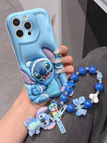 Disney Has Authorized, Phone Case - Chain Set, The Stitch Lilo & Stitch 3D Phone Case Plus A Silicone 3D Stitch Bracelet With Metallic Ring Removable Bracelet, Stitch And Angel Pattern, Compatible With Iphone 17/16/15/14/13/12/11/XS/XR/X Plus Pro Max, A Stylish Cartoon Phone Case, The Perfect Gift Choice, Phone Protection, Durable Phone Cover, Great Gift For Friends And Family - 白色款式B - 查看 3
