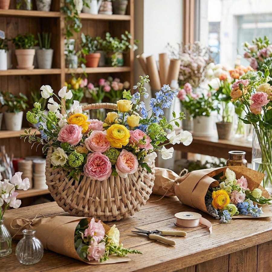 Pastoral Ins Style European Creative Handmade Rattan Woven Flower Basket, Flower Pot - Flower Basket - View 1