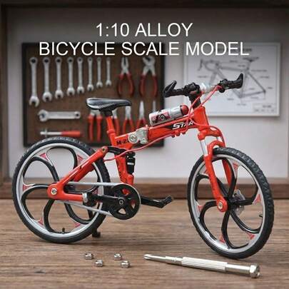 Modello di bicicletta pieghevole giocattolo, decorazione per interni, regalo di compleanno, esercizio manuale per le dita, modello di bicicletta pieghevole in lega per conservazione pratica, adatto per decorazione d'ufficio o domestica, opzioni di colore multipli, bicicletta da corsa