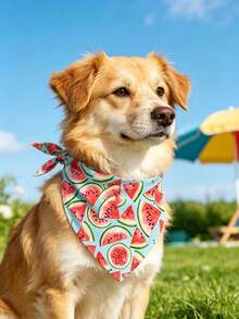 2 Stücke Haustier Hund Bandana Wassermelone Halstuch Kostüm Zubehör Sommer Dreieck Hund Schals Lätzchen für mittelgroße & große Hunde - Verschiedenfarbig - Übersicht 7
