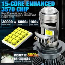 Bóng đèn pha LED S&D H7 với thấu kính chiếu 30000LM 6000K ánh sáng trắng, chế độ chiếu xa gần, dành cho xe tay lái trái và phải, 12V. - A - Xem 3