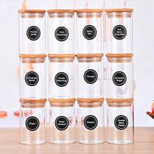 12packs  Glass Storage Containers With Lids, Glass Jars With Lids, Clear Food Jar, Square Canister , Pantry Organizers And Storage For Cookie Flour Oat Pasta Tea Coffee Bean (Round) - Vòng tròn trong suốt 12 - Xem 1