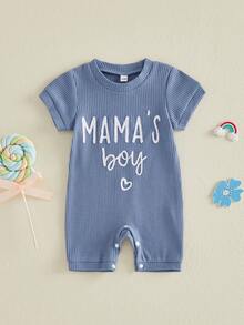 Mono para bebé niño, manga corta, cuello redondo, letras, ropa de verano informal para el día a día. - Azul - Ver 6