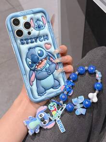Disney Has Authorized, Phone Case - Chain Set, The Stitch Lilo & Stitch 3D Phone Case Plus A Silicone 3D Stitch Bracelet With Metallic Ring Removable Bracelet, Stitch And Angel Pattern, Compatible With Iphone 17/16/15/14/13/12/11/XS/XR/X Plus Pro Max, A Stylish Cartoon Phone Case, The Perfect Gift Choice, Phone Protection, Durable Phone Cover, Great Gift For Friends And Family - Kiểu trắng B - Xem 3