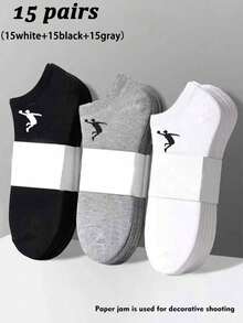 30pcs/2pcs Unisex Basketball Solid Color Breathable Invisible Socks, All-Match Minimalist Versatile Socks, Couple Style, Suitable For Daily Or Outdoor Casual Wear - Multicolor - View 10