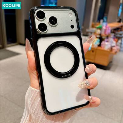 Koolife 1pc Magnetic Phone Case With 360° Rotatable Stand, Large Window Camera Protection, MagSafe Compatible Shockproof Cover, Ideal Gift For Women Girls, Compatible With Apple17/17pro/17promax