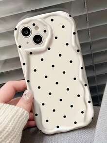 1个波浪边防滑手机保护壳，精准摄像头开孔，时尚黑色波点手机壳，兼容 11/12/13/14/15/16/16 Pro Max；柔软硅胶手机壳，兼容 17/17 Pro/17 Pro Max；简约波点手机壳 - 米色 - 查看 5