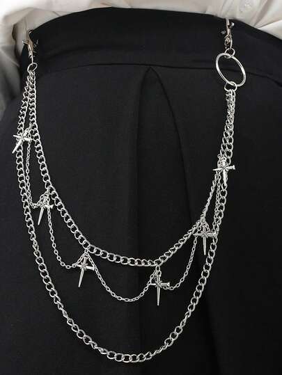 1 chiếc mặt dây chuyền hình thánh giá bằng kim loại phong cách Punk Hip Hop, dây đeo quần hình tròn thời trang đa năng.