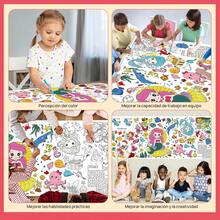 Póster para Colorear - 72 x 28 Mantel Gigante para Colorear Niños, Mantel Papel Colores Resistente,Decoración de Cumpleaños, Suministros de Fiesta Cumpleaños (Mermaids) - sirenas - Ver 7