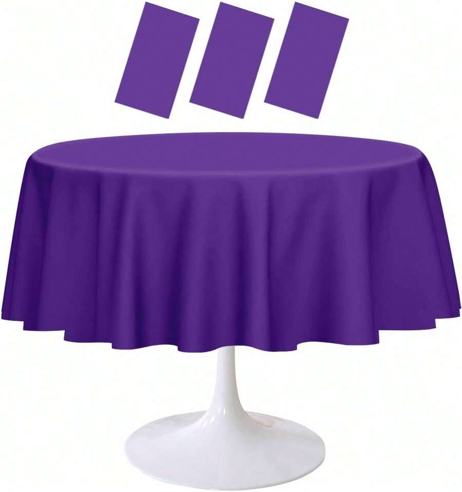 Party Packs - Round Pink Checkered Tablecloth - View 1