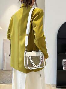 1 Set Transparent Bag With Coin Purse, Waterproof Clear Mini Square Bag, PVC Crossbody Bag With Large Capacity For 2025 - White - View 8