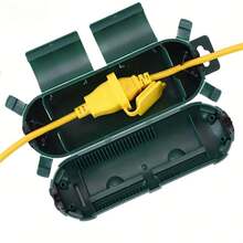 PVC Outdoor Extension Cord Cover With Sealing Ring - Weatherproof Electrical Connection Box, Green & Black Color, Protects Outdoor Outlets, Plugs And Power Strips From Rain, Snow And Freezing Damage - Style a - View 3