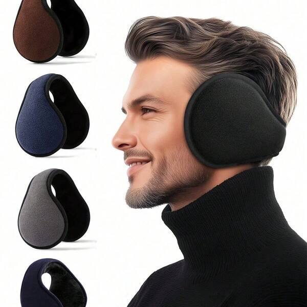 1pc Multi-Color Simple Solid Color Men's Winter Warm Ear Muffs, Foldable Ear Warmers Suitable For Daily Commute And Work, Autumn/Winter
