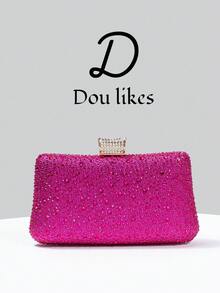 Nuevo bolso de mano de lujo con textura de burbujas en color fucsia, decorado con cristales, elegante bolso de moda para mujer, accesorio perfecto para vestidos de graduación, baile de graduación, vestidos de gala con lentejuelas y ocasiones formales, regalo ideal para mujeres - Rosa Fucsia - Ver 4