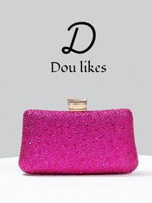 Nuevo bolso de mano de lujo con textura de burbujas en color fucsia, decorado con cristales, elegante bolso de moda para mujer, accesorio perfecto para vestidos de graduación, baile de graduación, vestidos de gala con lentejuelas y ocasiones formales, regalo ideal para mujeres - Rosa Fucsia - Ver 3