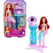 Mattel Mattel 迪士尼公主玩具，小美人鱼爱丽儿时尚娃娃，带可拆卸鱼尾和梳妆台，内含5个可重复弹出的惊喜和5个配件 - 彩色 - 查看 1