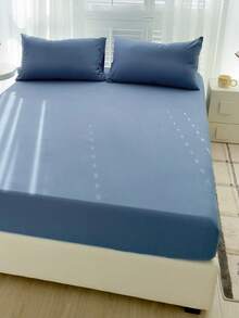 Camel Brushed Soft & Comfortable 3 PiecesBed Sheet Set - Dusty Blue - View 4