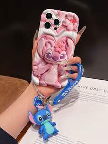This Disney Stitch Lanyard Phone Case Is Fully Covered In TPU Material. It's Shockproof, Lightweight, And Compatible With IPhone17/16/11/13/15/15 Plus/15 Pro/15 Pro Max/12/14 Pro Max/11 Pro Max/12 Pro/12 Pro Max/13. This Phone Case Makes A Popular Birthday Gift Or Business Gift; It's Durable, Stain- And Fingerprint-Resistant, And Suitable For Both Men And Women. The Set Also Includes A Mickey Mouse Phone Case And A Stitch Plush Bracelet. It's A Perfect Gift For Friends And Family. This Stylish Phone Case Is Fun, Lightweight, And Durable. IPhone17 Pro Max Phone Case, Angel Phone Case. - trắng - Xem 5