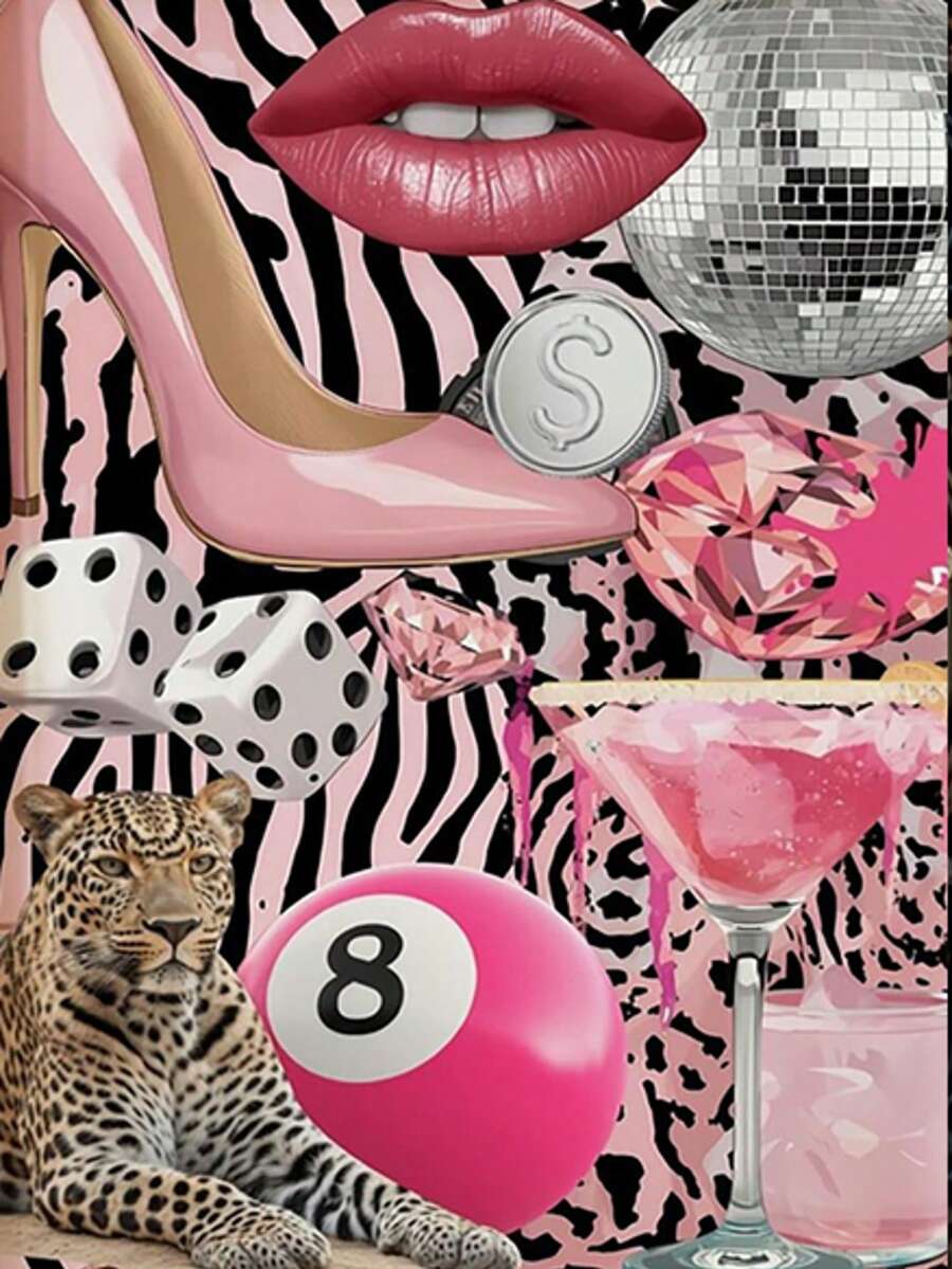 1 Set 5D Diamond Painting Kit, Fashionable Leopard Print Diamond Art Craft Set, Suitable For Adults, Handmade, Gift And Home Wall Decor - one-size - View 1