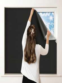 Customizable Blackout Curtain Panels With Hook And Loop Fasteners, Suitable For Bedroom And Window Covering, Excellent Light Blocking, Thermal Insulation And UV Protection, Full Blackout Material - 1PC - View 2