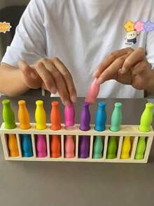 1 Set - Mini Colorful Bottle Matching Game, Bottle Matching And Color Guessing Game, A Color Strategy Board Game, Fun Bottle Guessing Challenge, Ideal Gift For Valentine's Day, New Year, Party Or Birthday, Includes Colorful Bottles And Box. - Multicolor - View 2