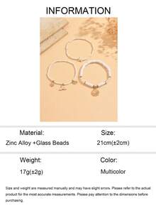 3件套夏季海滩度假风珍珠串珠脚链，时尚海星贝壳鱼尾海洋生物吊坠饰品，适合日常佩戴和海滩旅行，链长可定制 - 彩色 - 查看 5
