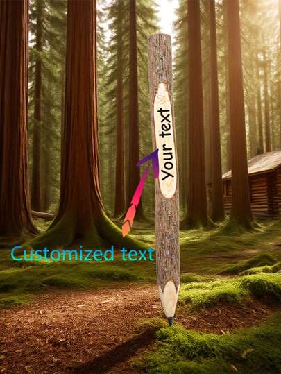 Customized Text/Logo Laser Engraved Wooden Pencil, Made Of Pine Wood, Suitable For School, Home Or Office Use, Great For Gifts Or Personal Use, Natural Wood Pencil