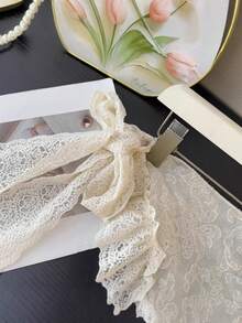 1件新款韩版优雅提花蕾丝系腰半身裙，提花涤纶面料 - 彩色 - 查看 5