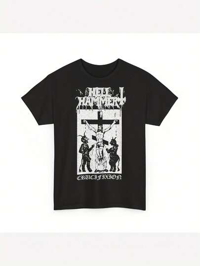 Camiseta HELLHAMMER CRUCIFIXTION para Hombre y Mujer, Diseño Gótico de Cruz y Soldado Romano, Suave, Esencial para Ropa Casual de Calle en Todas las Temporadas, Estilo Versátil para Todas las Temporadas, Uso Diario Asequible y Regalo Perfecto para Fans y Amigos, Estilo Mexicano, Uso Diario Casual, Diseño Creativo, para Actividades al Aire Libre.