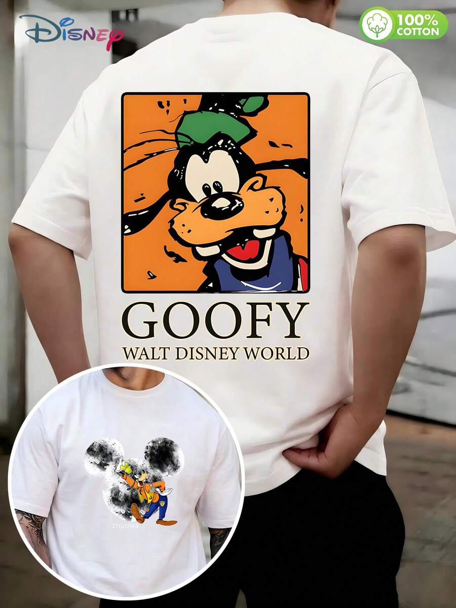 Disney Goofy 100% Cotton Graphic T-Shirt – Funny & Classic Character Tee For Men, Perfect Gift For Disney Fans (Walt Disney World Inspired) - 白色 - 查看 1
